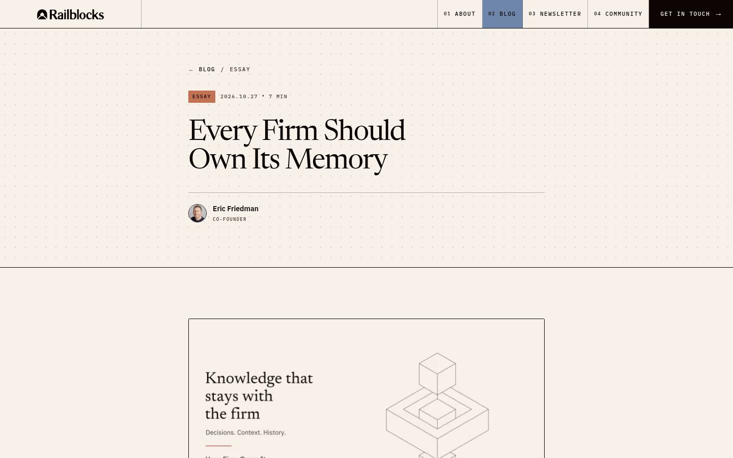 Screenshot of Every Firm Should Own Its Memory ⬩ Railblocks